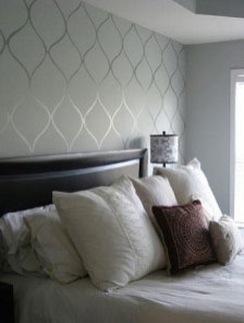 Bedroom with Patterned Accent Wall