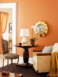 Sitting Room with Orange Sherbet Accent Wall