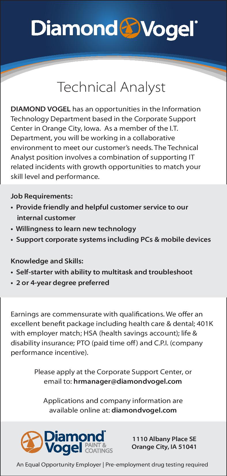 employment opportunities diamond vogel