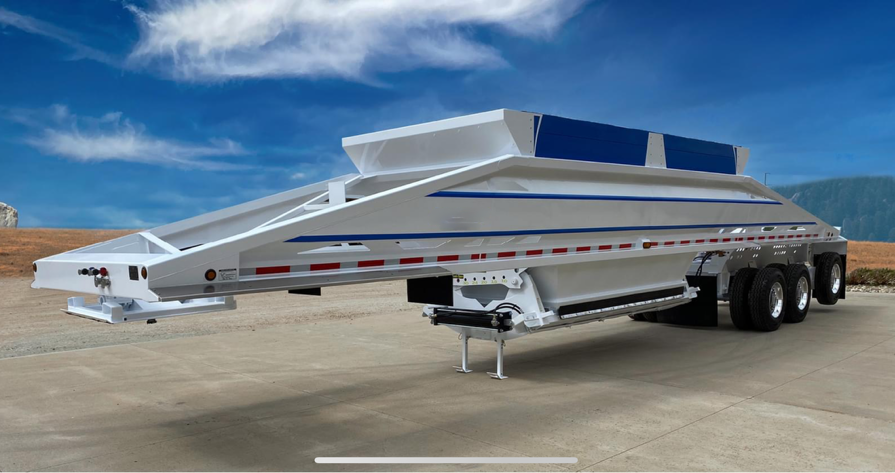white and blue trailer