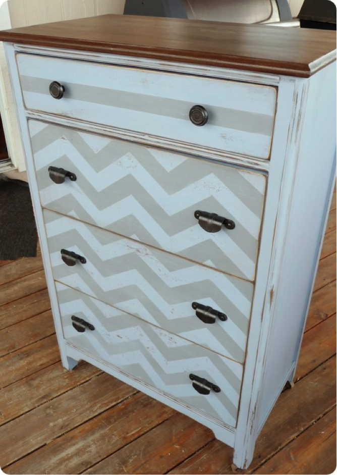 A Chevron Dresser Makeover from TwiceLovely.com